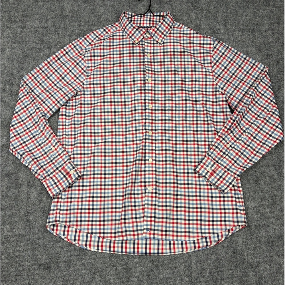 Vineyard Vines On-The-Go Performance Shirt Mens Large Red Blue Check brrr L